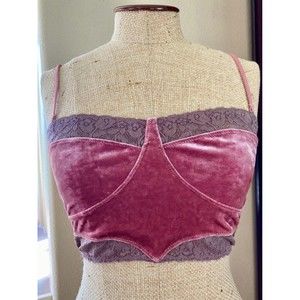 Intimately Free People Pink Velvet Corset Bralette Small
